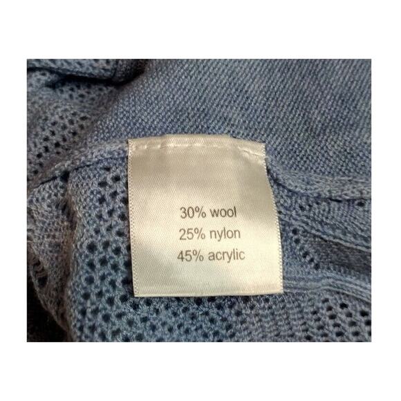 Norm Thompson Women's Periwinkle Blue Open Knit Sweater M Pullover 3/4 Sleeve - Picture 6 of 8